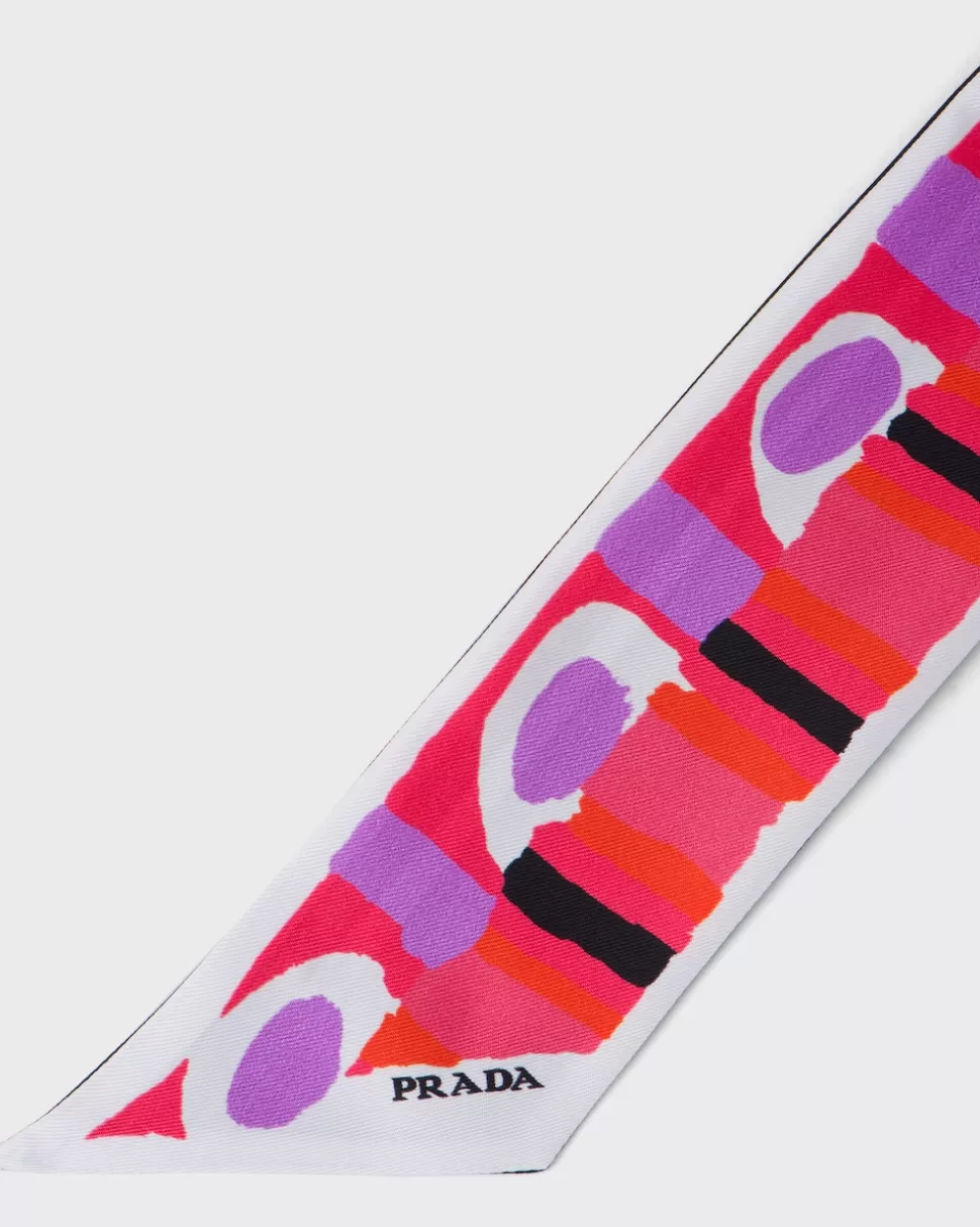 Prada Cinta De Seda Con Estampado Pittoresque^Mujer BUFANDAS Y PAÑUELOS