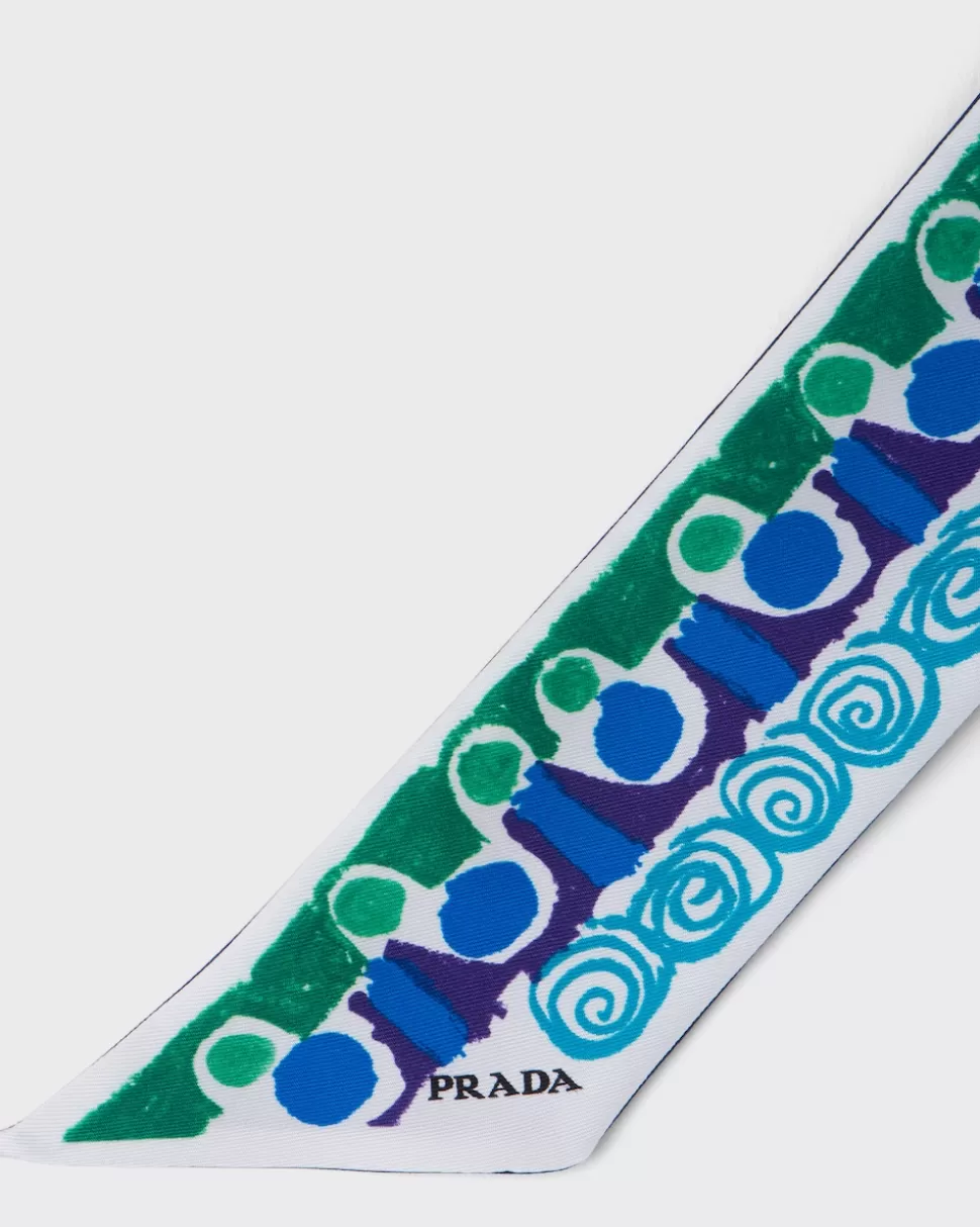 Prada Cinta De Seda Con Estampado Pittoresque^Mujer BUFANDAS Y PAÑUELOS