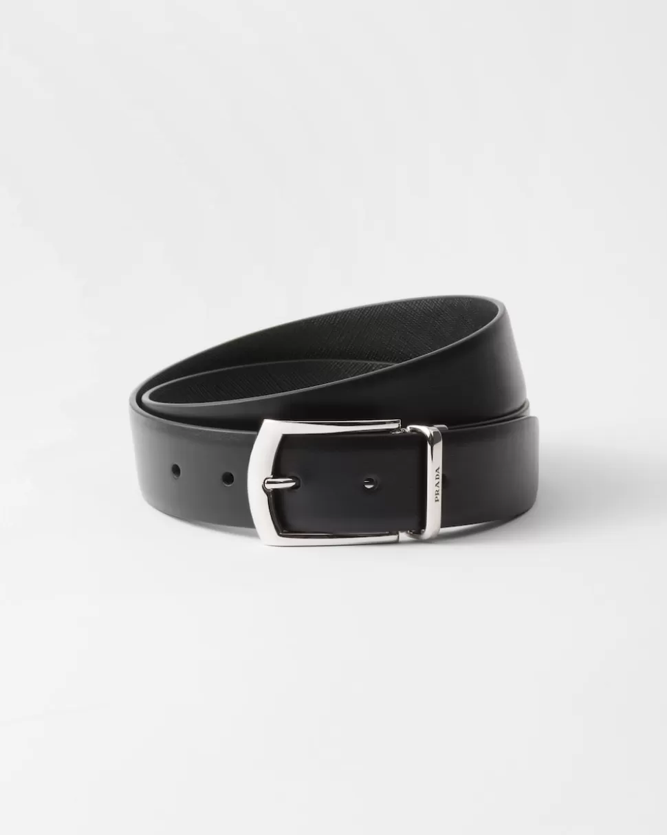 Prada Cinturón Reversible De Piel Y Piel Saffiano^Hombre CINTURONES