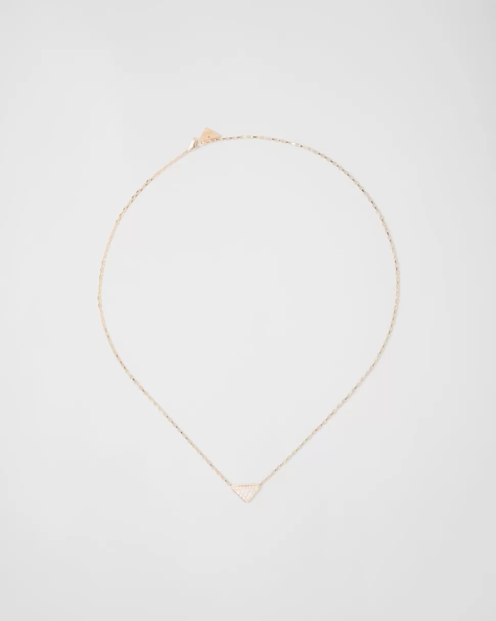 Prada Collar Con Microcolgante Triangular Eternal Gold De Oro Amarillo Y Diamantes^Mujer/Hombre COLECCIÓN DE JOYERÍA ELEGANTE | COLECCIÓN DE JOYERÍA ELEGANTE