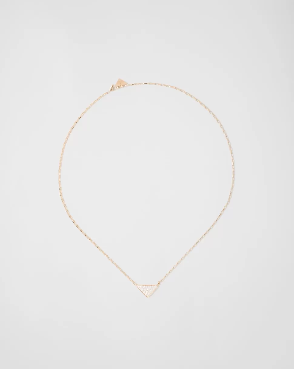 Prada Collar Con Minicolgante Triangular Eternal Gold De Oro Amarillo Y Diamantes^Mujer/Hombre COLECCIÓN DE JOYERÍA ELEGANTE | COLECCIÓN DE JOYERÍA ELEGANTE