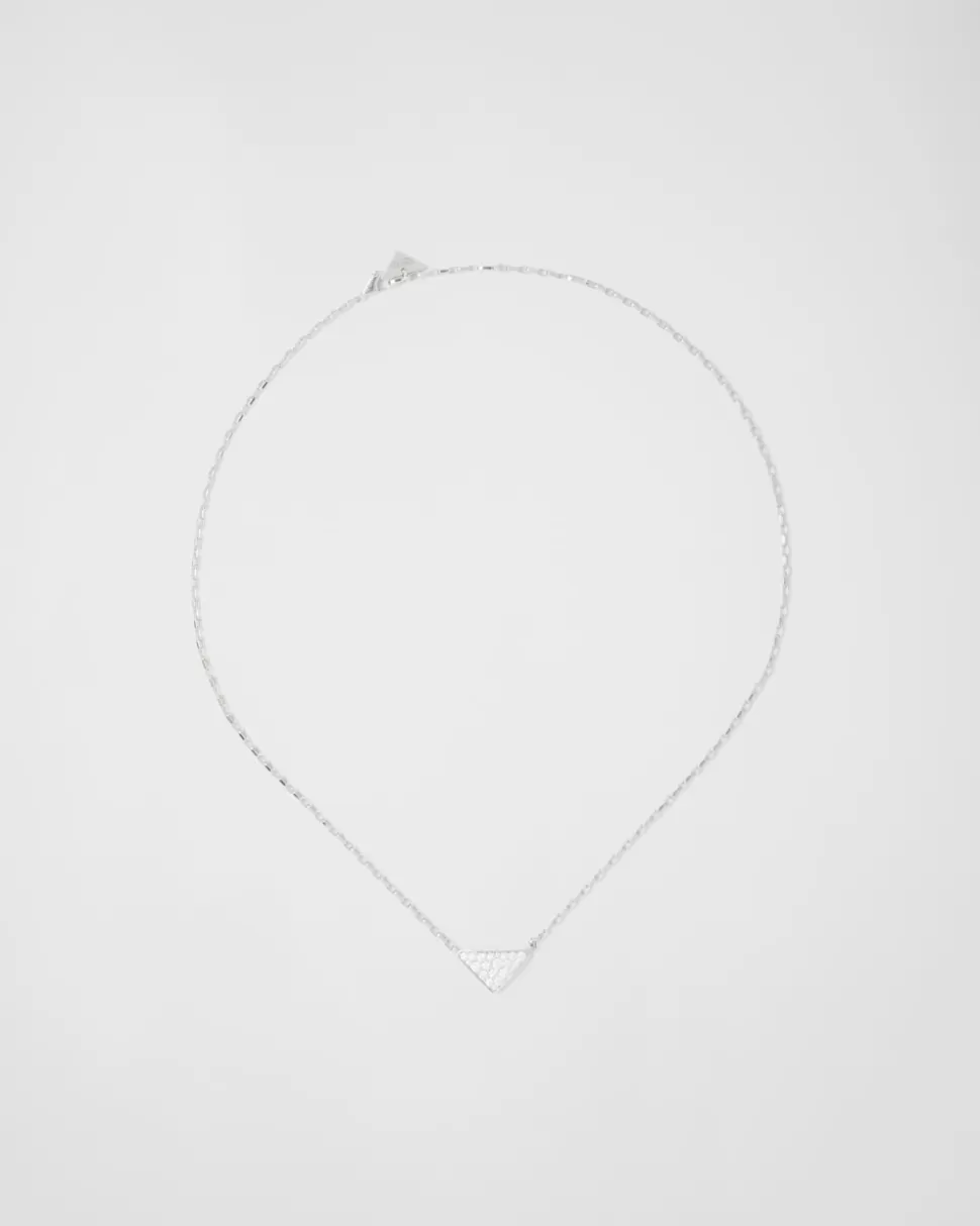 Prada Collar Con Minicolgante Triangular Eternal Gold En Oro Blanco Y Diamantes^Mujer/Hombre COLECCIÓN DE JOYERÍA ELEGANTE | COLECCIÓN DE JOYERÍA ELEGANTE