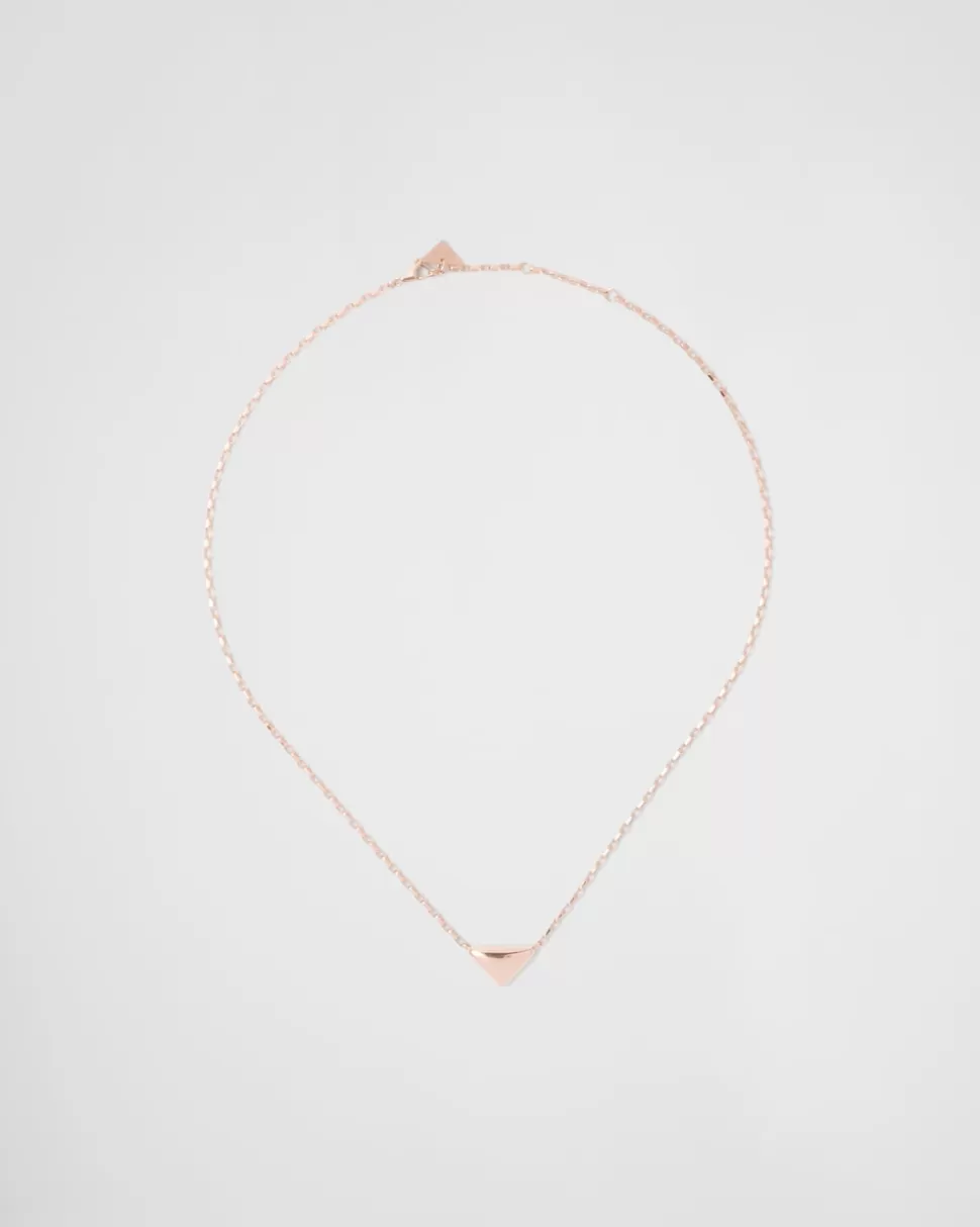 Prada Collar Eternal Gold En Oro Rosa Con Colgante De Triángulo Pequeño^Mujer/Hombre COLECCIÓN DE JOYERÍA ELEGANTE | COLECCIÓN DE JOYERÍA ELEGANTE
