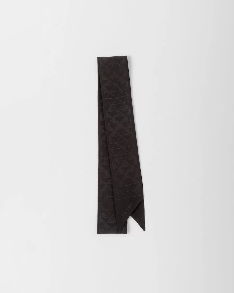 Prada Corbata De Jacquard De Crepé De China^Mujer BUFANDAS Y PAÑUELOS