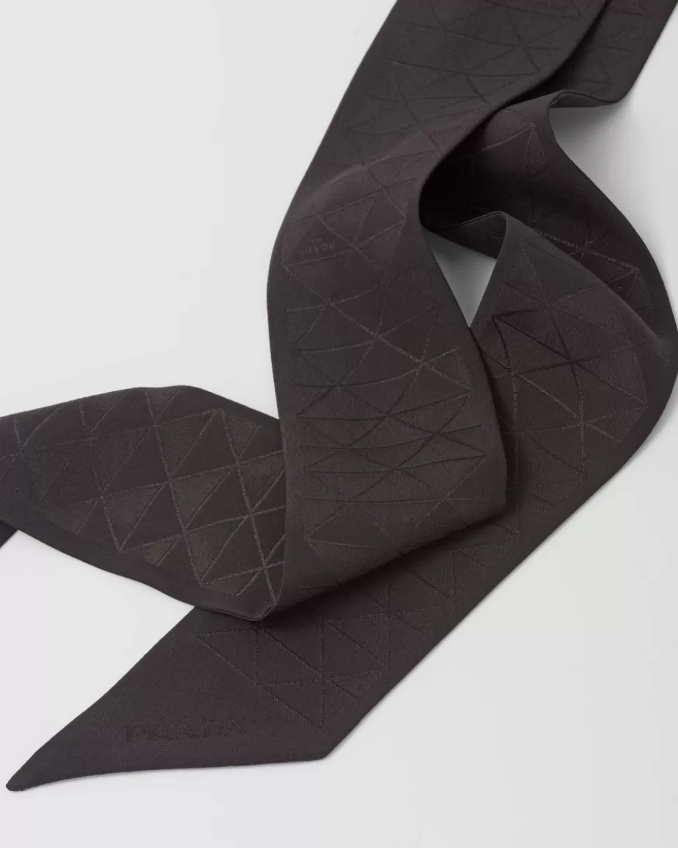 Prada Corbata De Jacquard De Crepé De China^Mujer BUFANDAS Y PAÑUELOS