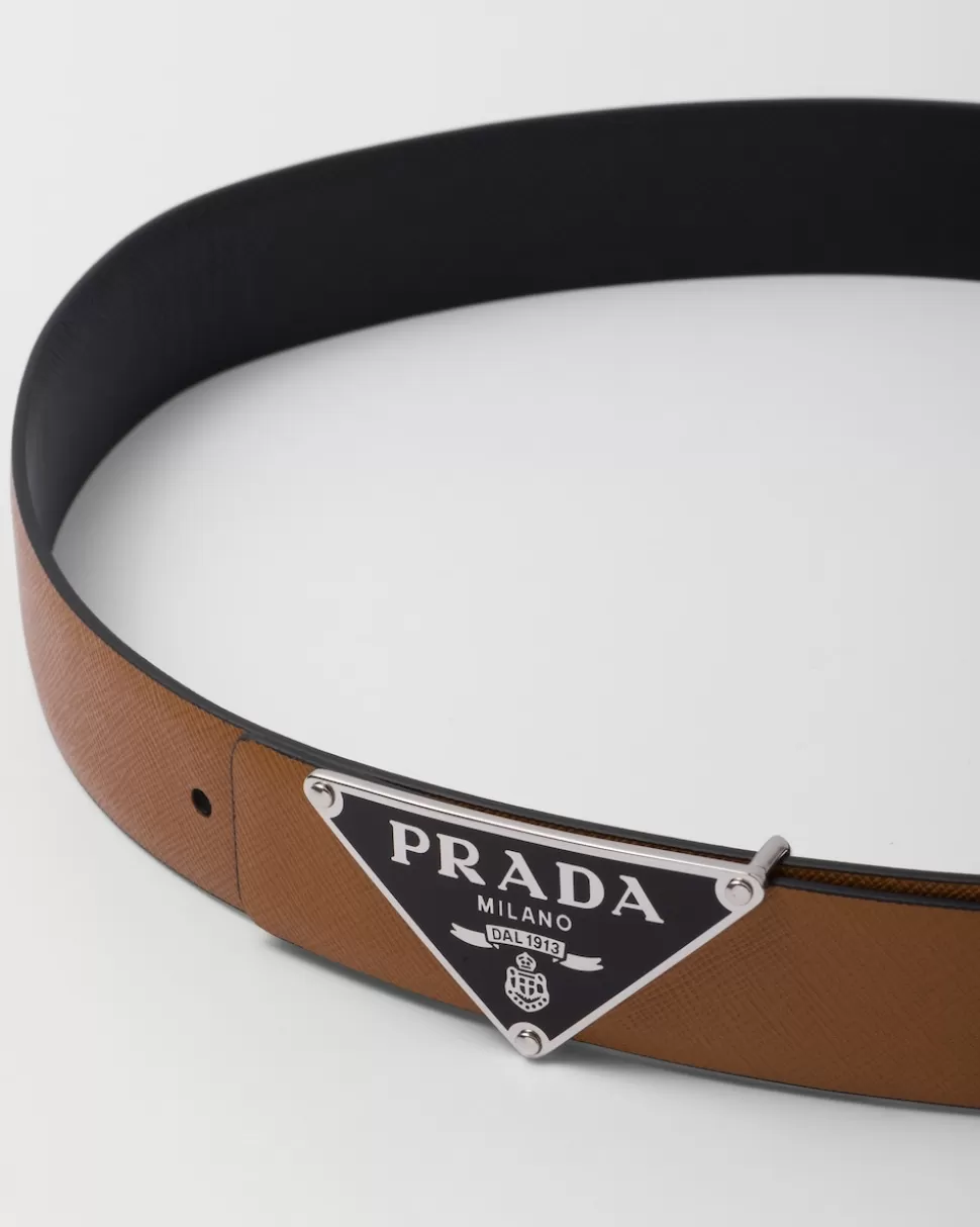 Prada Correa De Cinturón Reversible De Piel Saffiano^Hombre CINTURONES PERSONALIZADOS
