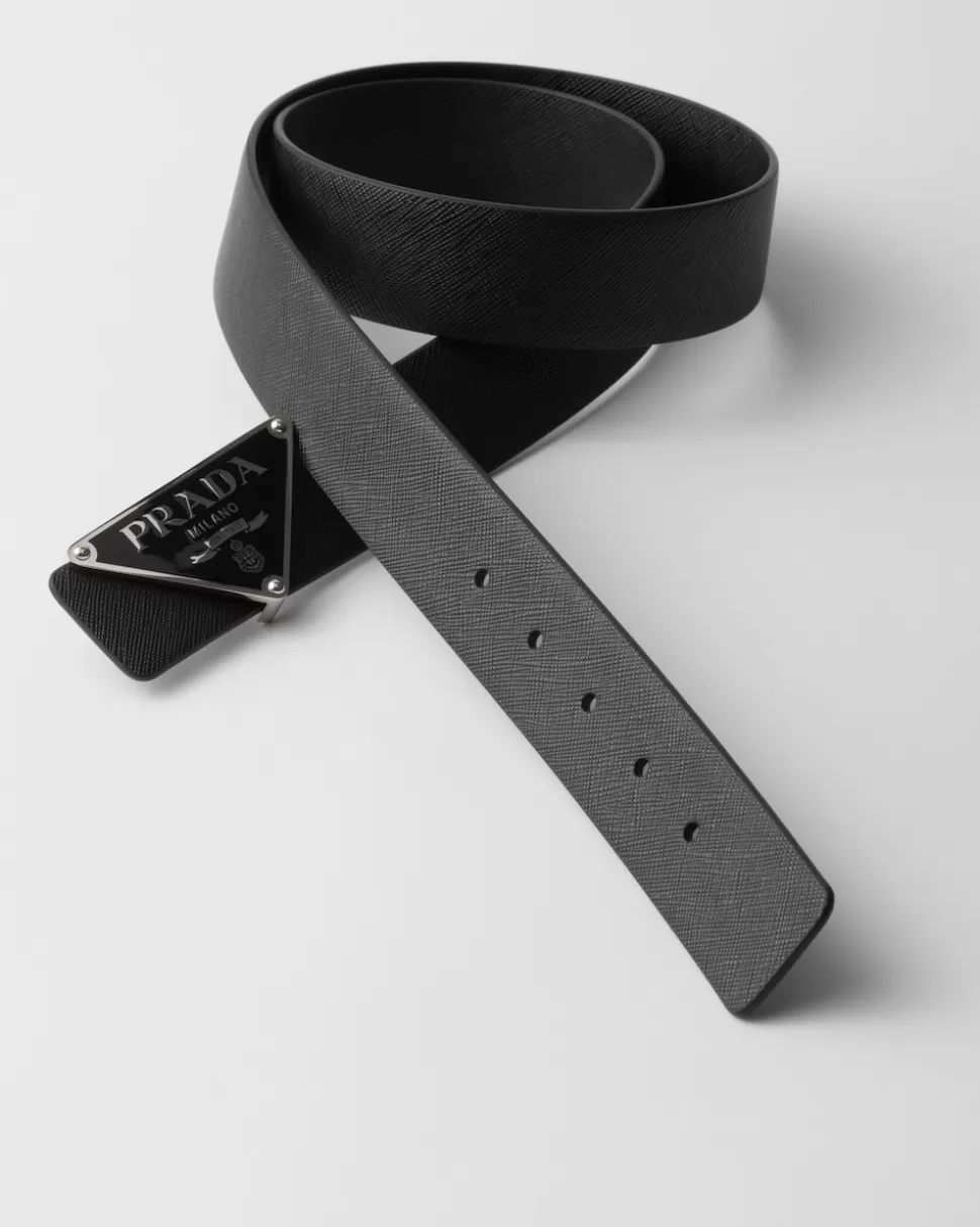 Prada Correa De Cinturón Reversible De Piel Saffiano^Hombre CINTURONES PERSONALIZADOS