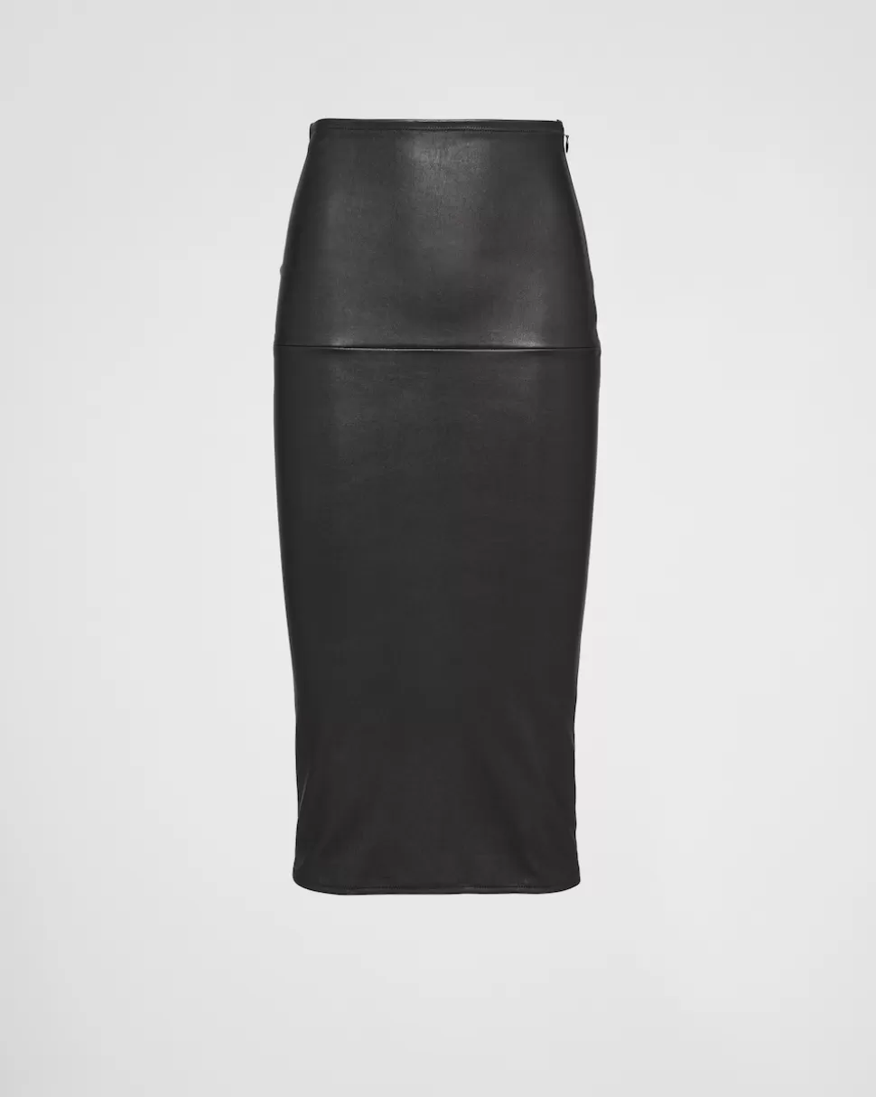 Prada Falda De Napa Elástica^Mujer ROPA DE PIEL