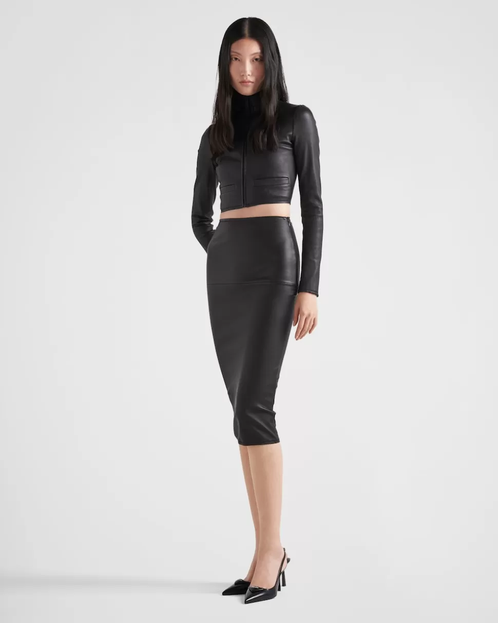 Prada Falda De Napa Elástica^Mujer ROPA DE PIEL
