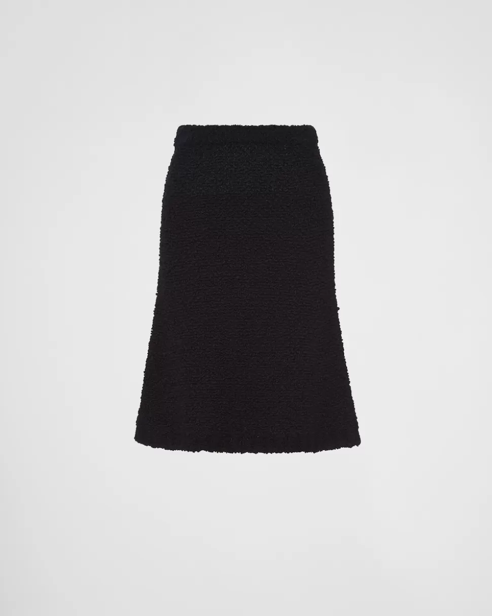 Prada Falda De Punto Bouclé En Mohair^Mujer TEJIDOS DE PUNTO