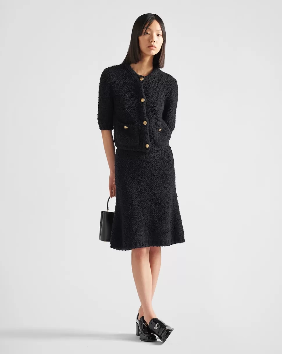 Prada Falda De Punto Bouclé En Mohair^Mujer TEJIDOS DE PUNTO