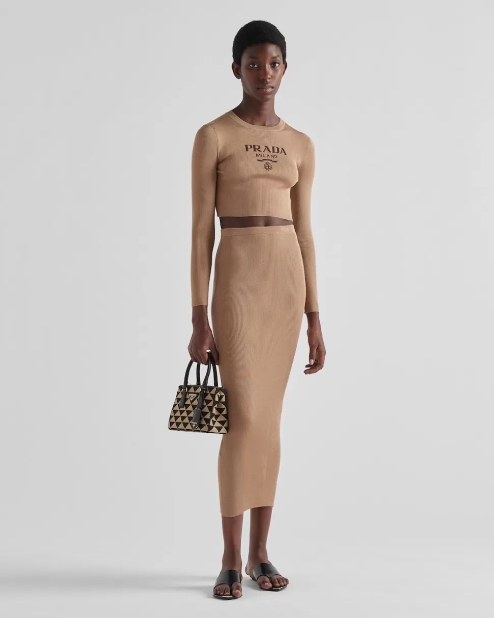 Prada Falda Larga De Punto De Seda^Mujer FALDAS