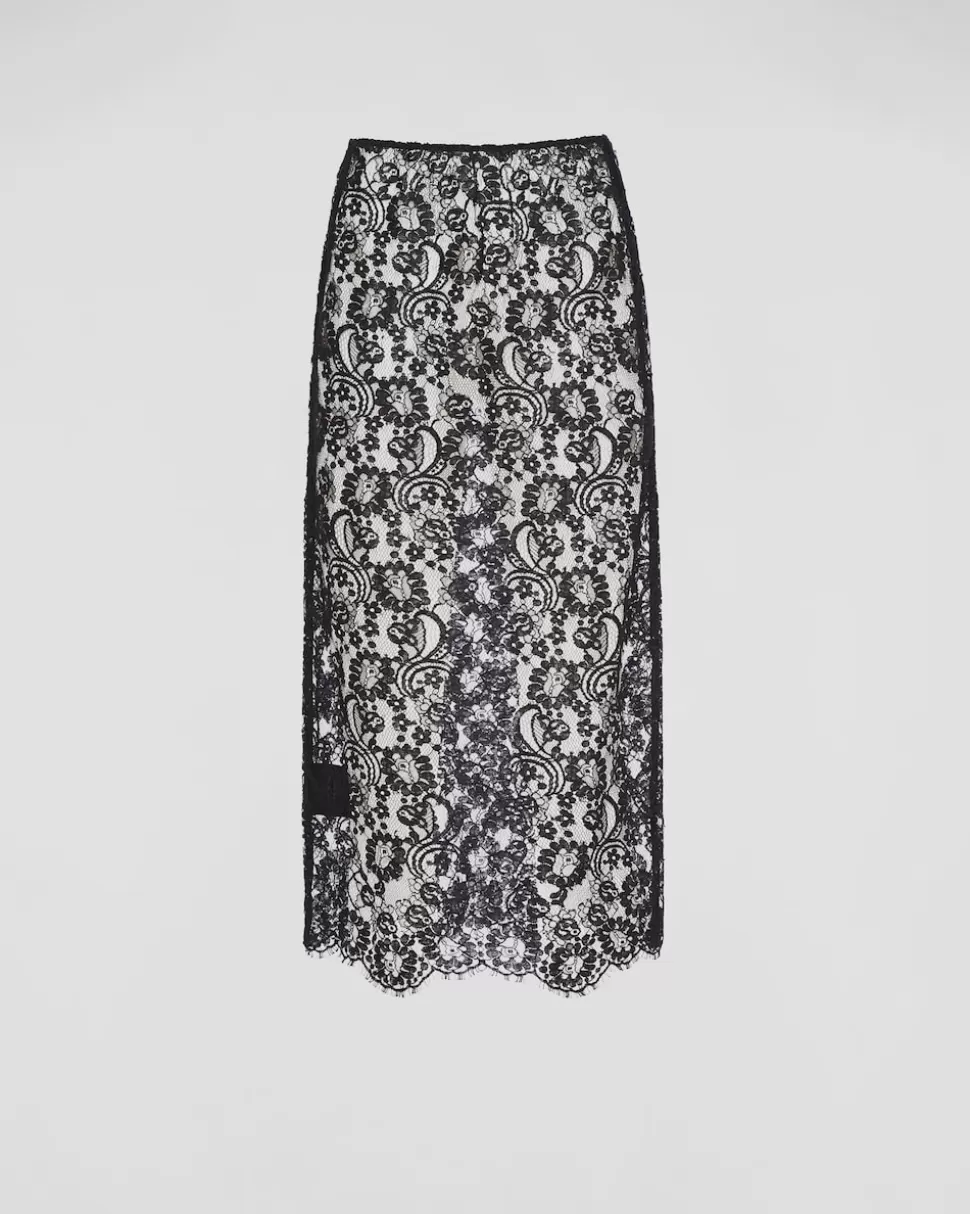 Prada Falda Midi De Encaje^Mujer FALDAS