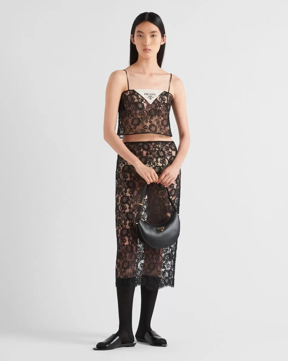 Prada Falda Midi De Encaje^Mujer FALDAS