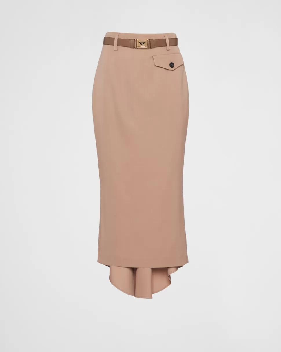 Prada Falda Midi De Gabardina^Mujer FALDAS