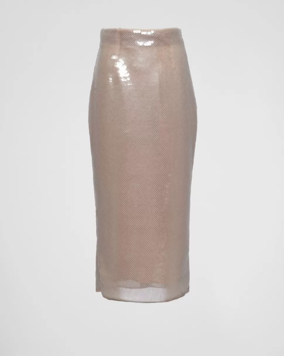 Prada Falda Midi De Lentejuelas^Mujer FALDAS