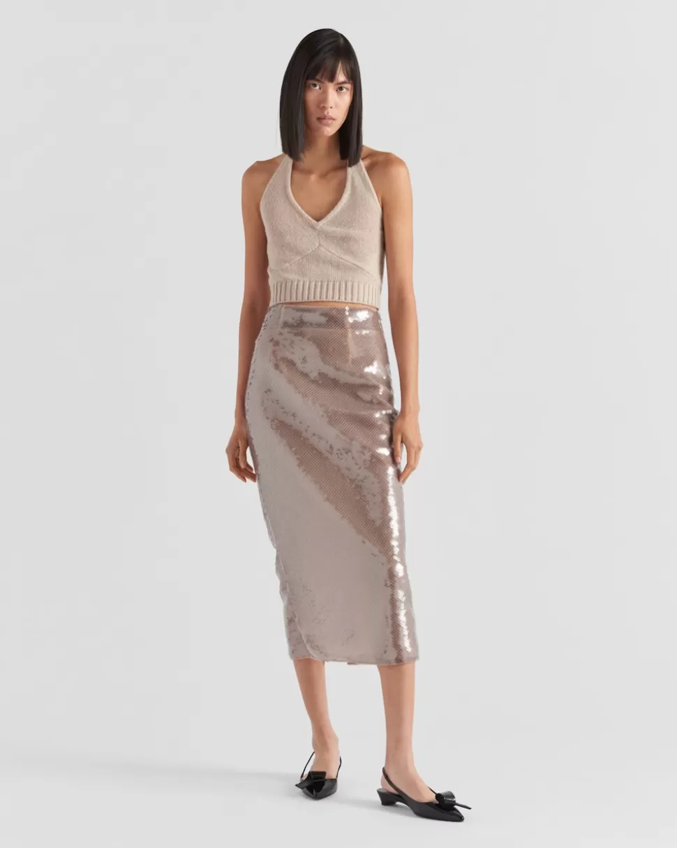 Prada Falda Midi De Lentejuelas^Mujer FALDAS