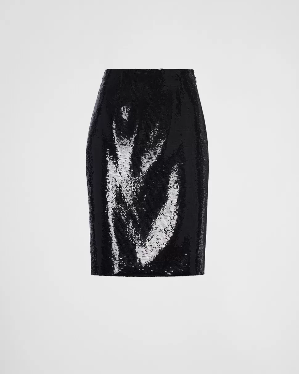 Prada Falda Midi De Lentejuelas^Mujer FALDAS