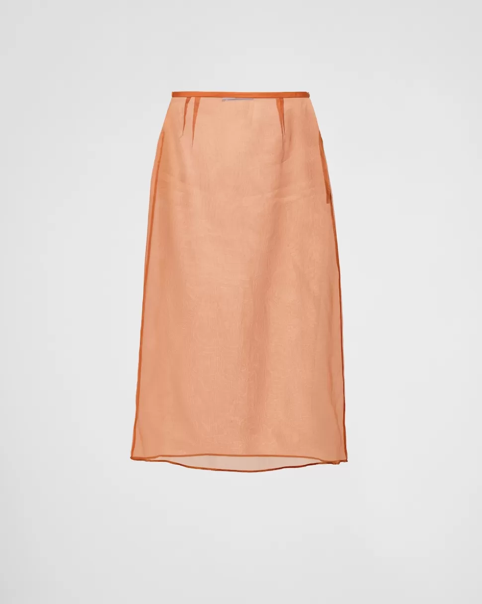 Prada Falda Midi De Organza^Mujer FALDAS