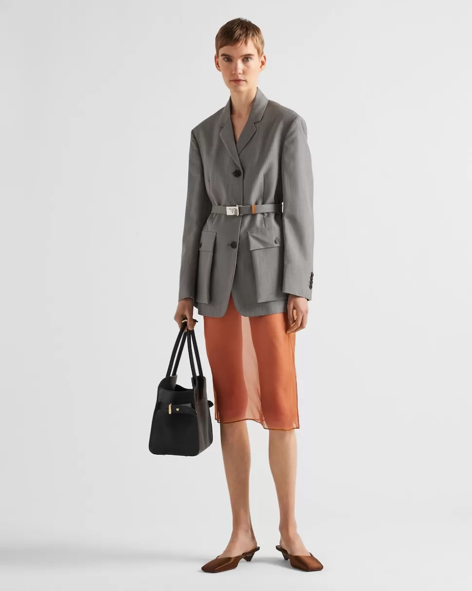 Prada Falda Midi De Organza^Mujer FALDAS