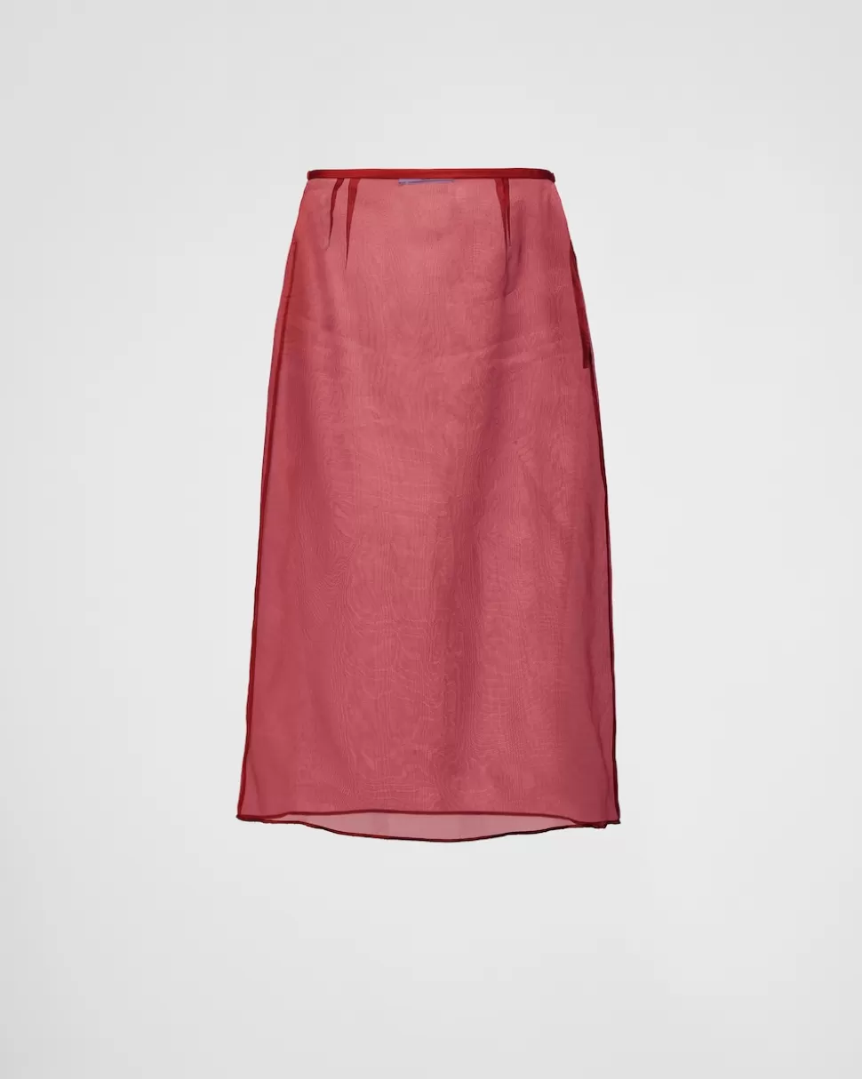Prada Falda Midi De Organza^Mujer FALDAS
