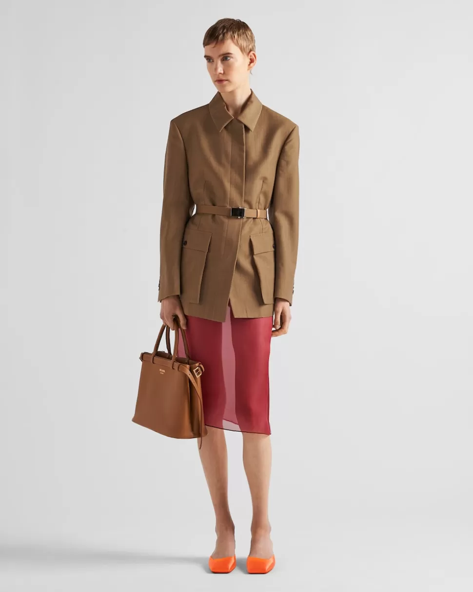 Prada Falda Midi De Organza^Mujer FALDAS