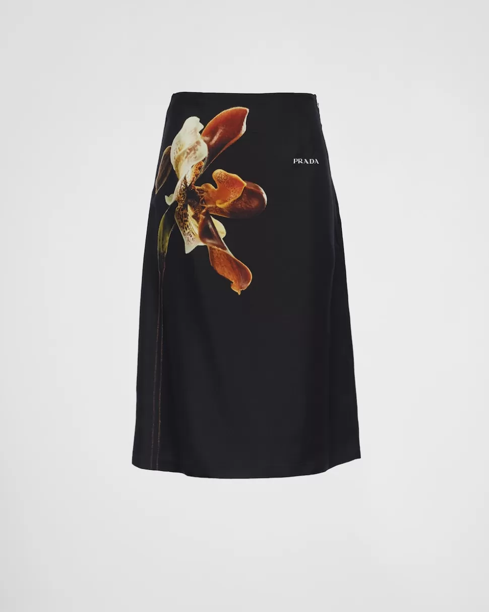 Prada Falda Midi De Sarga Estampada^Mujer FALDAS