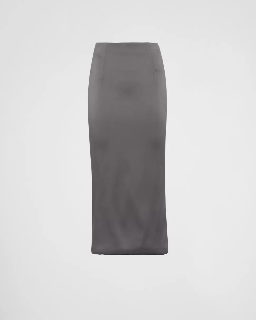 Prada Falda Midi De Satén Elástico^Mujer FALDAS