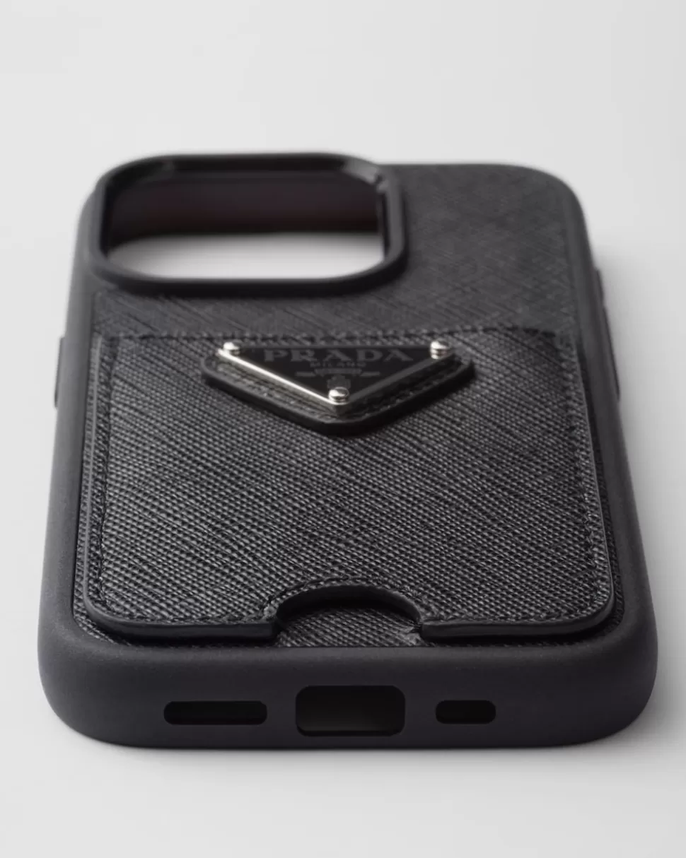 Prada Funda Para Iphone 15 Pro De Piel Saffiano^Mujer ACCESORIOS TECNOLÓGICOS Y LLAVEROS