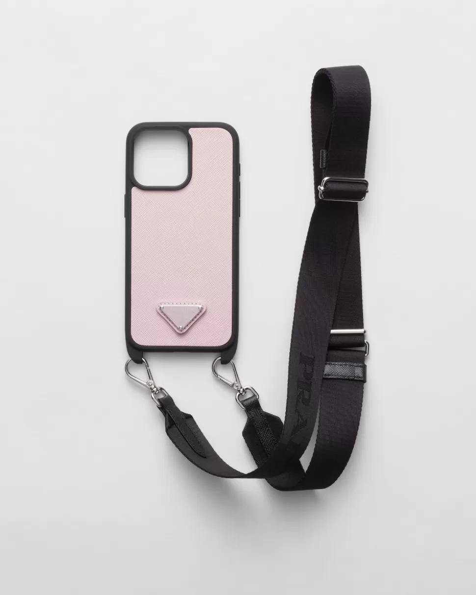 Prada Funda Para Iphone 15 Pro Max De Piel Saffiano^Mujer ACCESORIOS TECNOLÓGICOS Y LLAVEROS