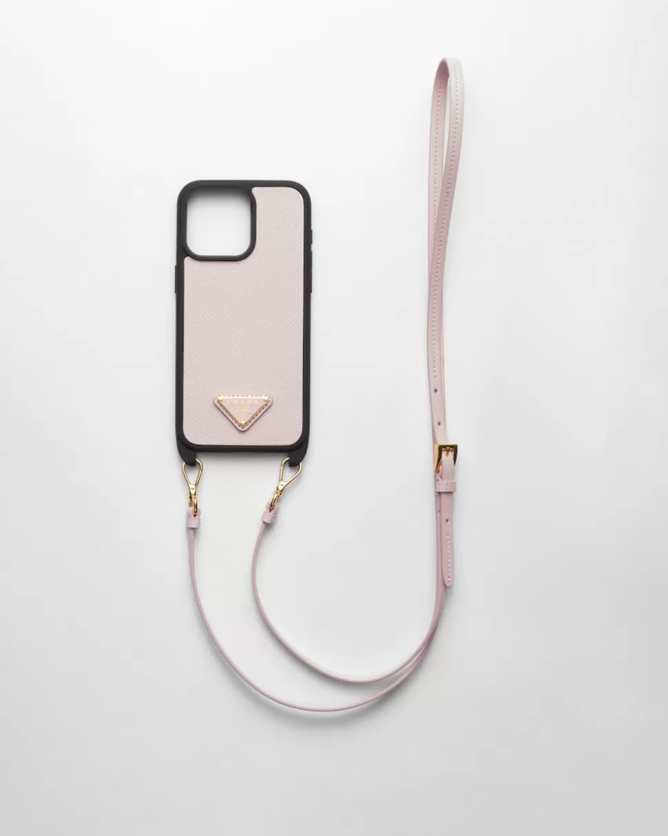 Prada Funda Para Iphone 15 Pro Max De Piel Saffiano^Mujer ACCESORIOS TECNOLÓGICOS Y LLAVEROS