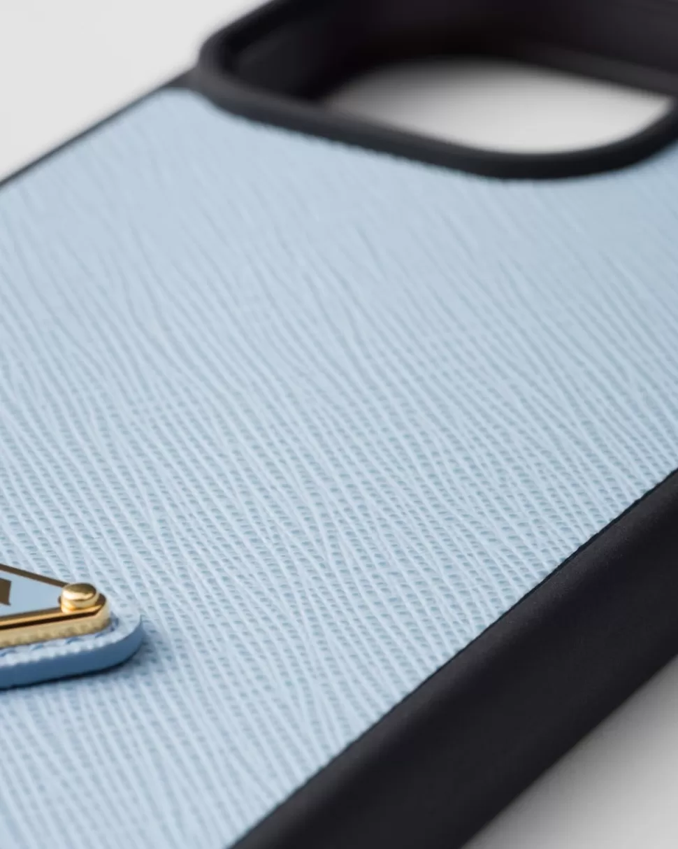 Prada Funda Para Iphone 15 Pro Max De Piel Saffiano^Mujer ACCESORIOS TECNOLÓGICOS Y LLAVEROS