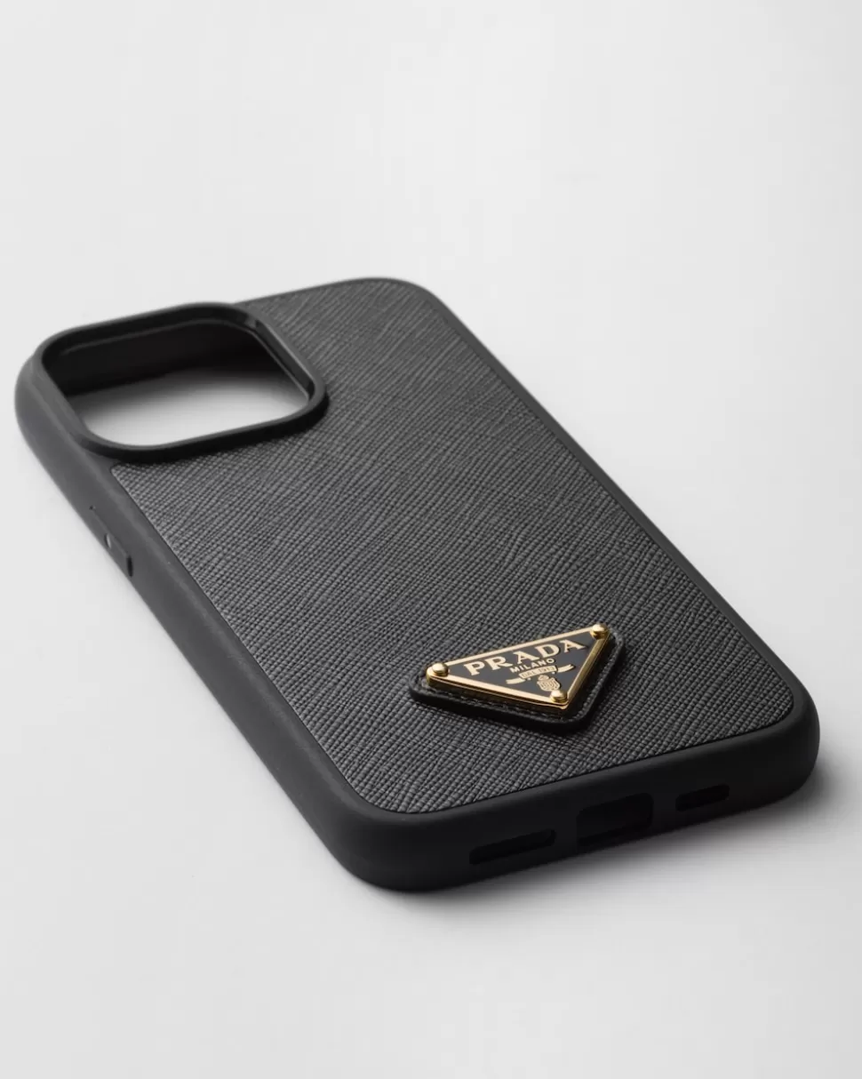 Prada Funda Para Iphone 15 Pro Max De Piel Saffiano^Mujer ACCESORIOS TECNOLÓGICOS Y LLAVEROS