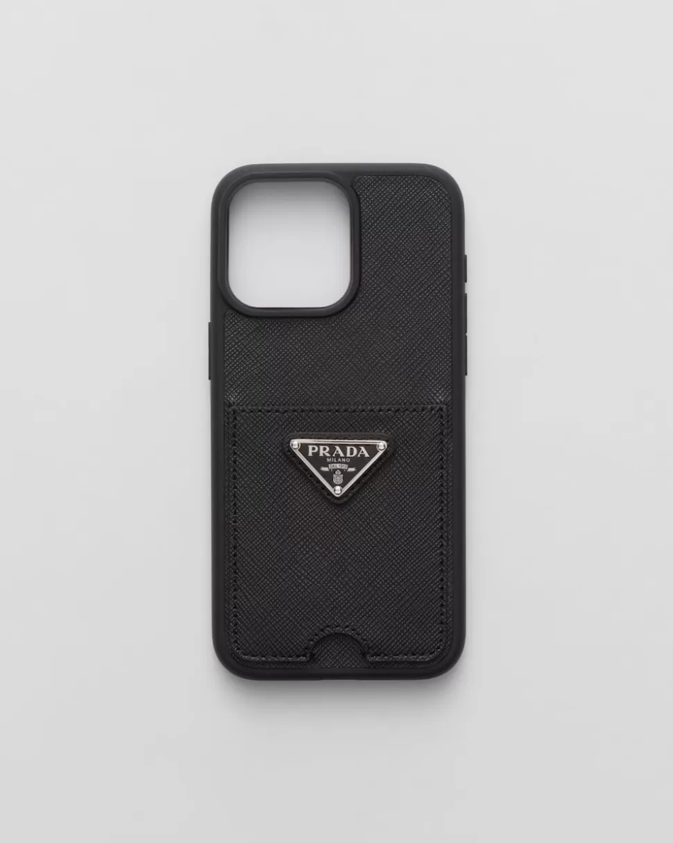 Prada Funda Para Iphone 15 Pro Max De Piel Saffiano^Mujer ACCESORIOS TECNOLÓGICOS Y LLAVEROS