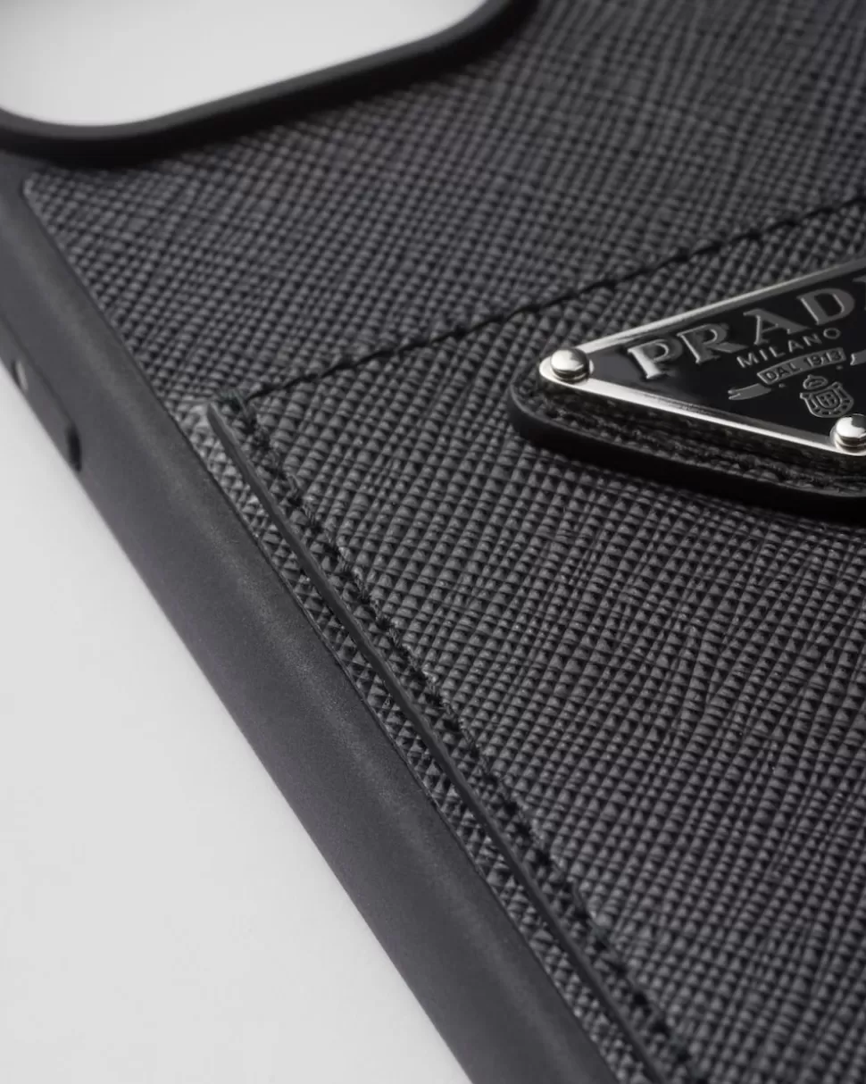 Prada Funda Para Iphone 15 Pro Max De Piel Saffiano^Mujer ACCESORIOS TECNOLÓGICOS Y LLAVEROS
