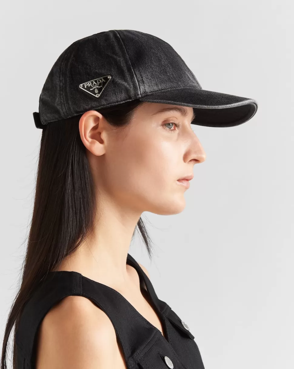 Prada Gorra De Béisbol En Tejido Vaquero^Mujer SOMBREROS Y GUANTES