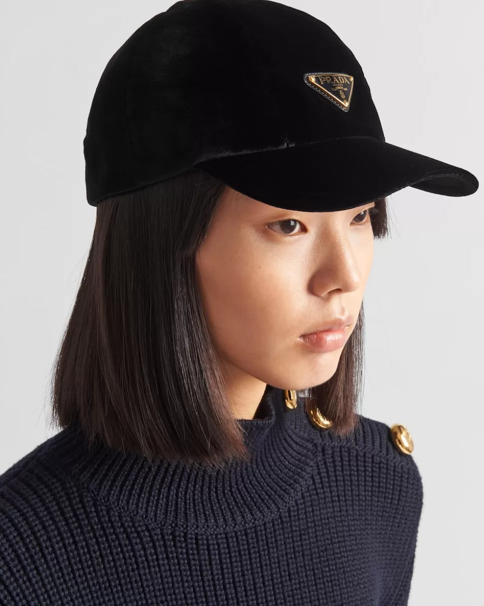 Prada Gorra De Terciopelo^Mujer SOMBREROS Y GUANTES