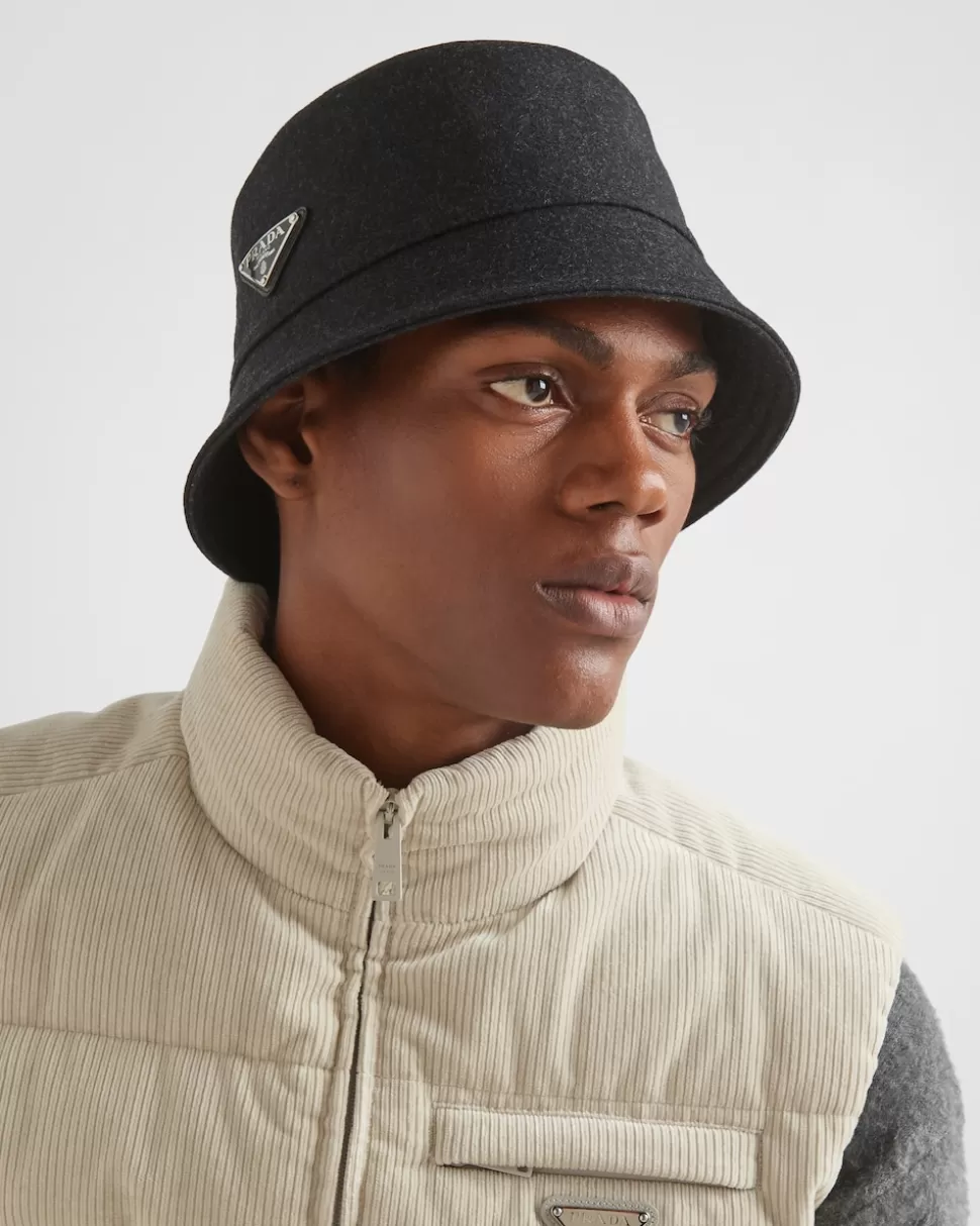 Prada Gorra Para La Lluvia De Loden^Hombre SOMBREROS Y GUANTES