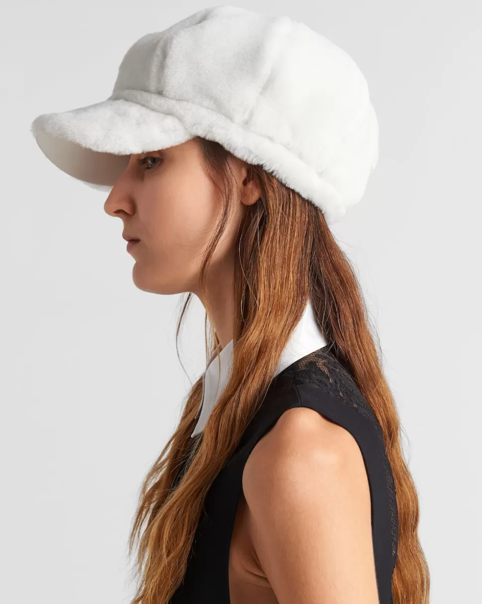 Prada Gorra Tipo Gatsby De Borreguillo^Mujer SOMBREROS Y GUANTES