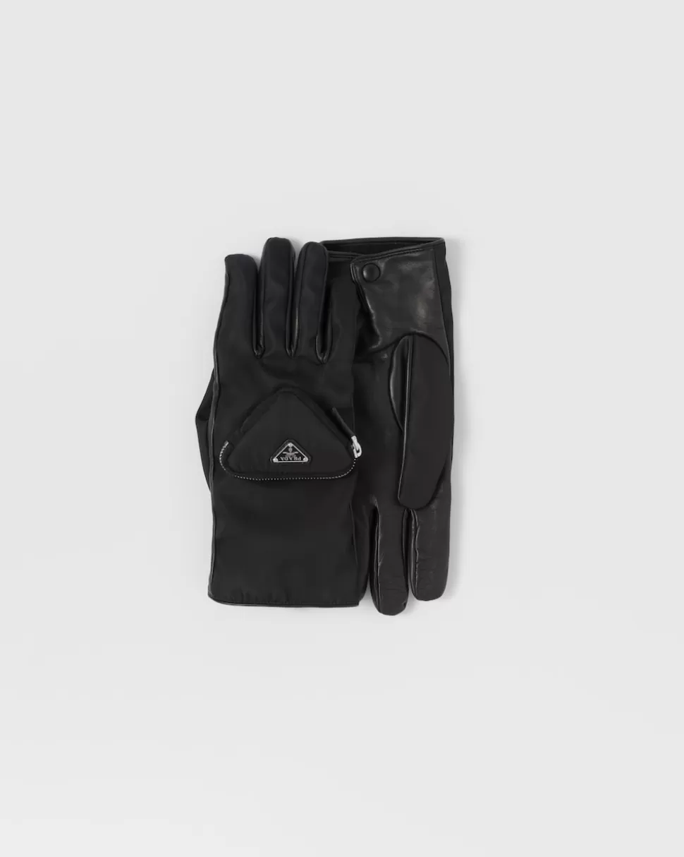 Prada Guantes De Re-nylon Y Piel Napa^Hombre SOMBREROS Y GUANTES