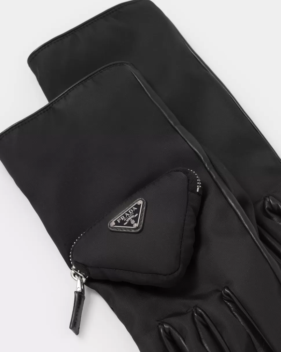 Prada Guantes De Re-nylon Y Piel Napa^Hombre SOMBREROS Y GUANTES