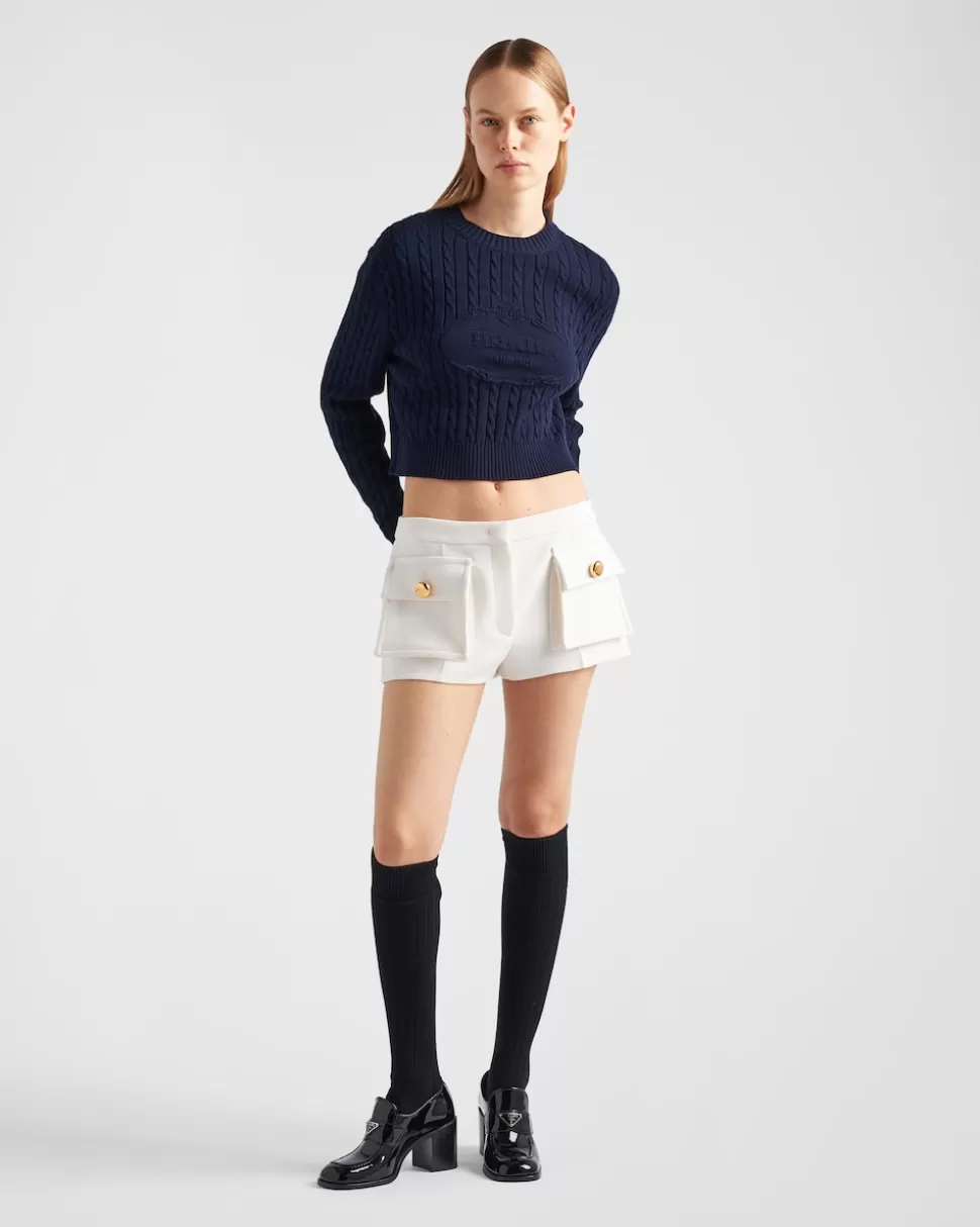 Prada Jersey Con Cuello Redondo De Algodón^Mujer TEJIDOS DE PUNTO
