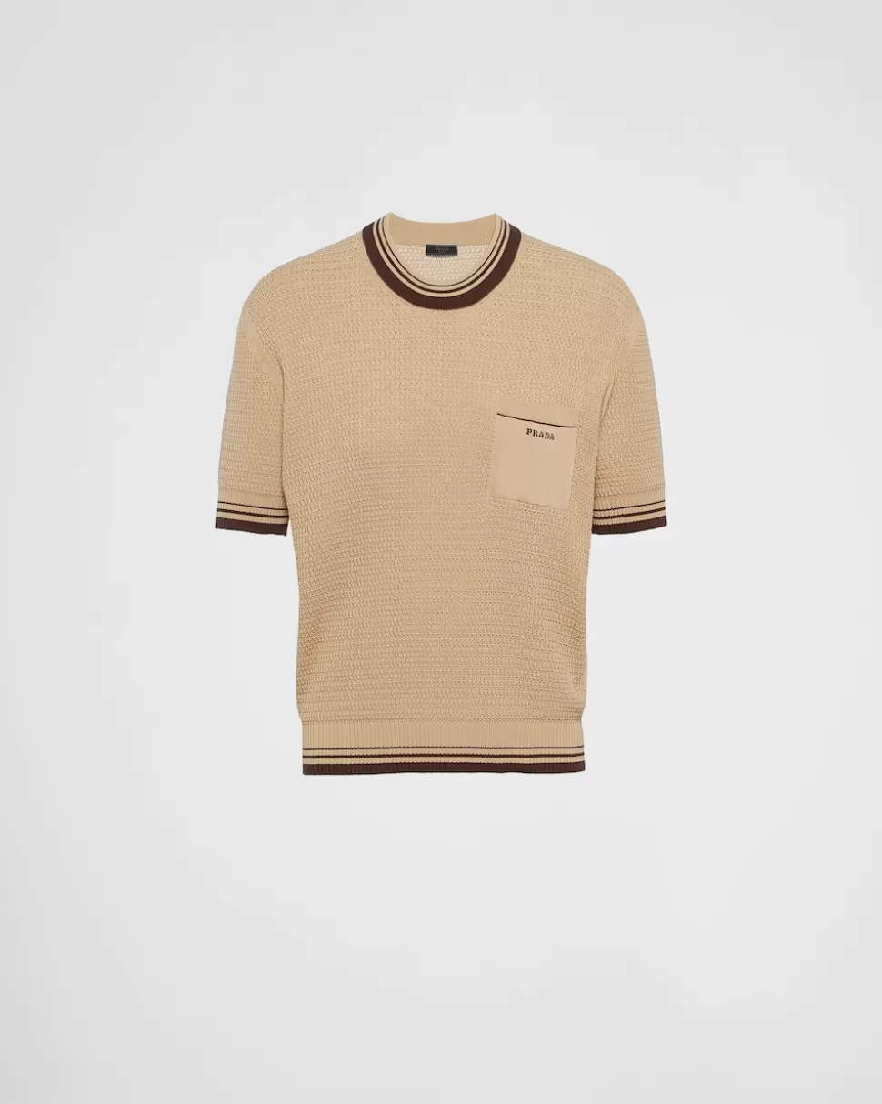 Prada Jersey De Algodón Con Cuello Redondo^Hombre TEJIDOS DE PUNTO