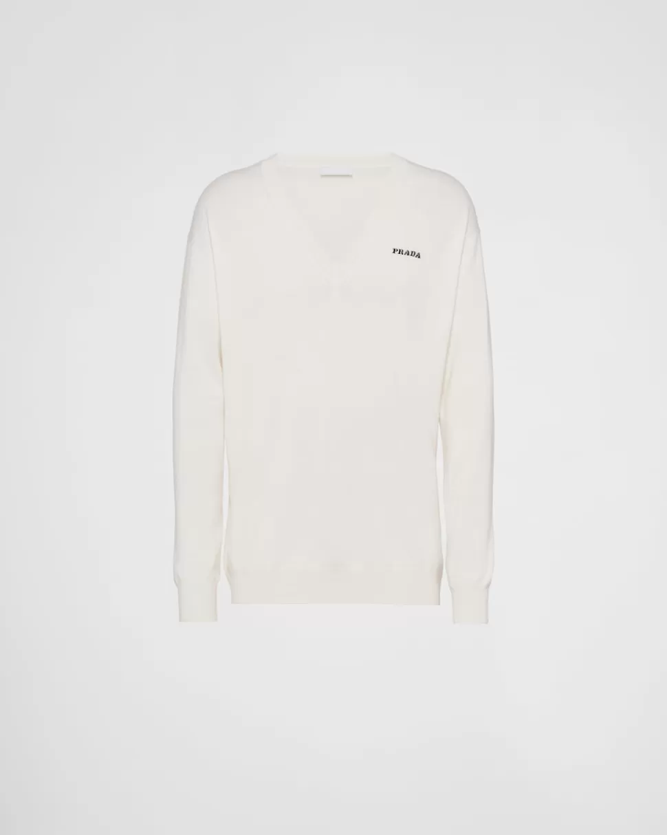 Prada Jersey De Cachemir Con Cuello En Pico^Hombre TEJIDOS DE PUNTO