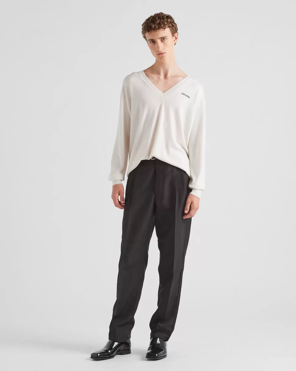 Prada Jersey De Cachemir Con Cuello En Pico^Hombre TEJIDOS DE PUNTO