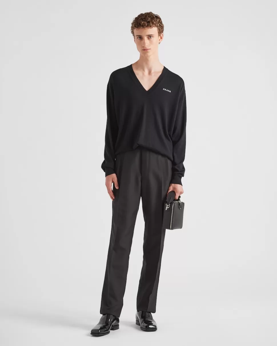 Prada Jersey De Cachemir Con Cuello En Pico^Hombre TEJIDOS DE PUNTO