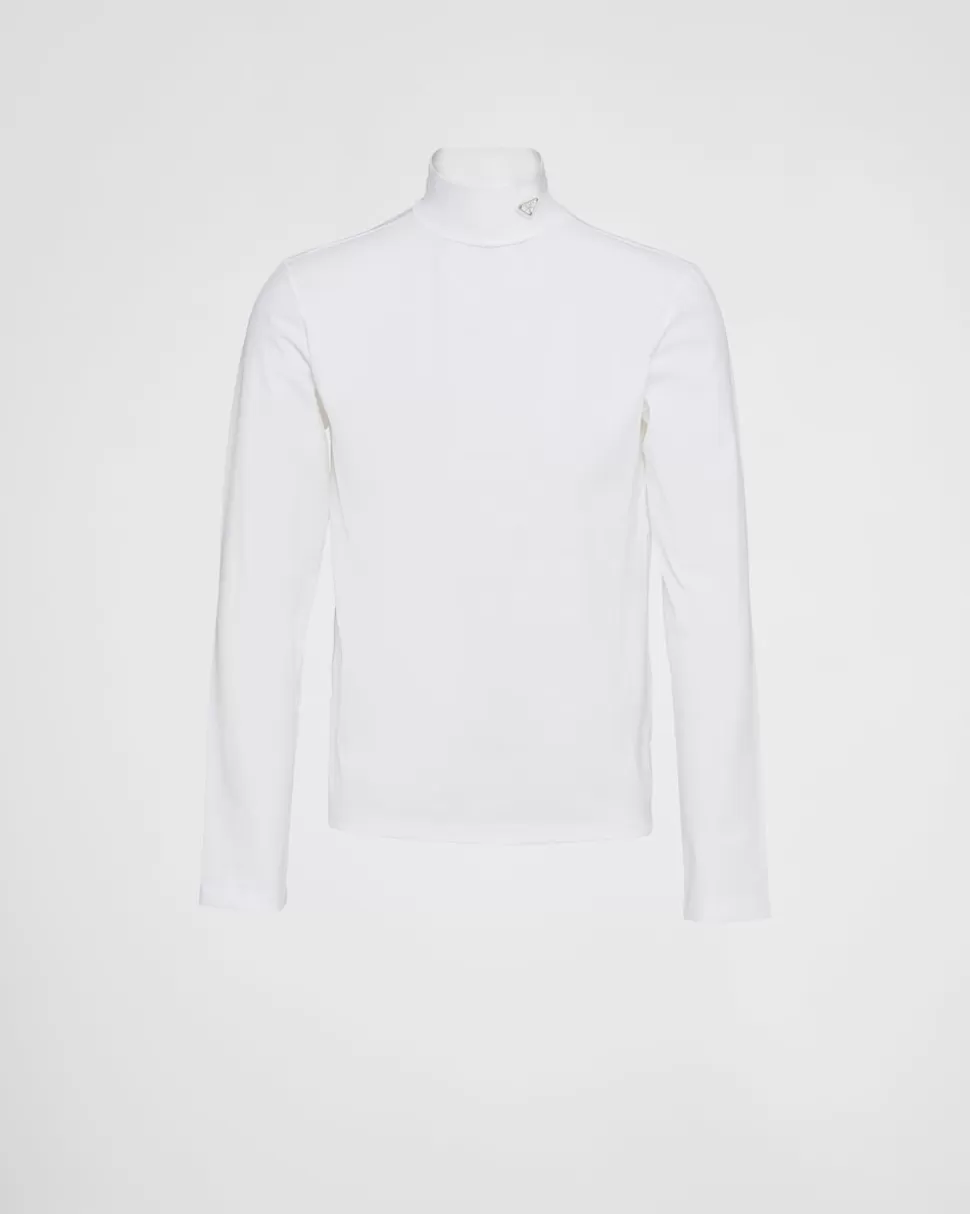 Prada Jersey De Cuello Alto De Algodón Elástico^Hombre CAMISETAS Y POLOS