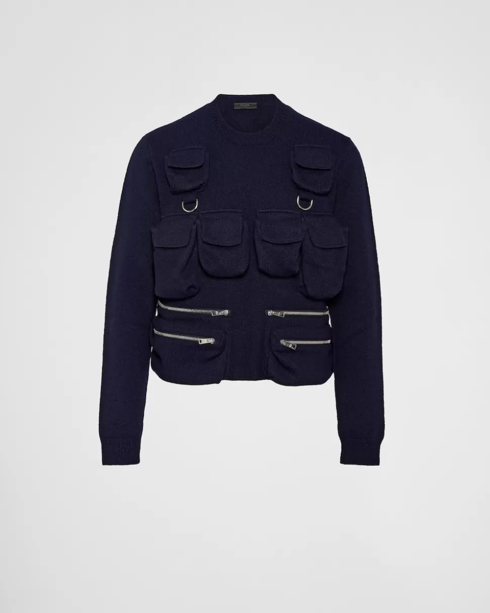 Prada Jersey De Cuello Redondo De Lana Shetland^Hombre TEJIDOS DE PUNTO