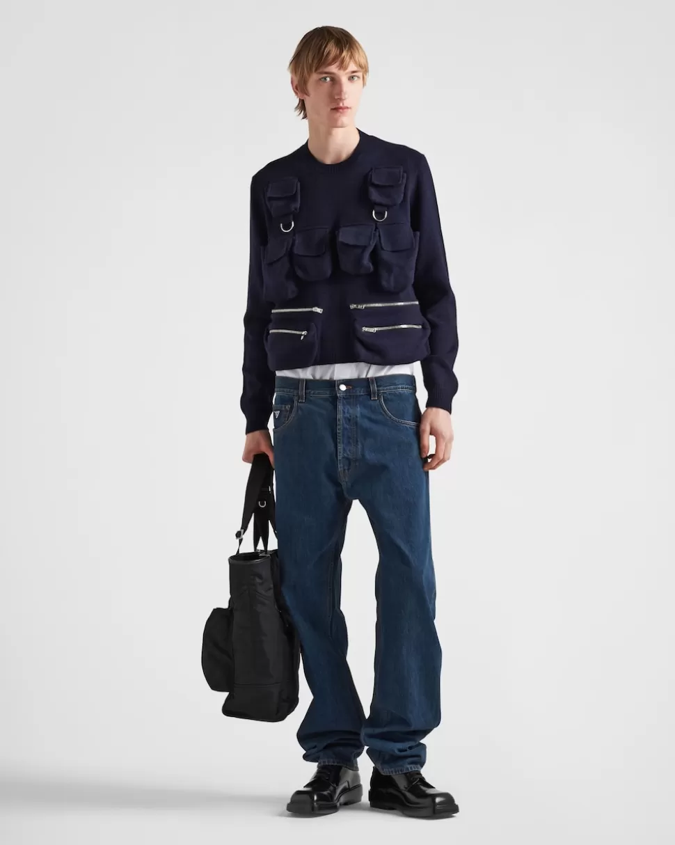 Prada Jersey De Cuello Redondo De Lana Shetland^Hombre TEJIDOS DE PUNTO