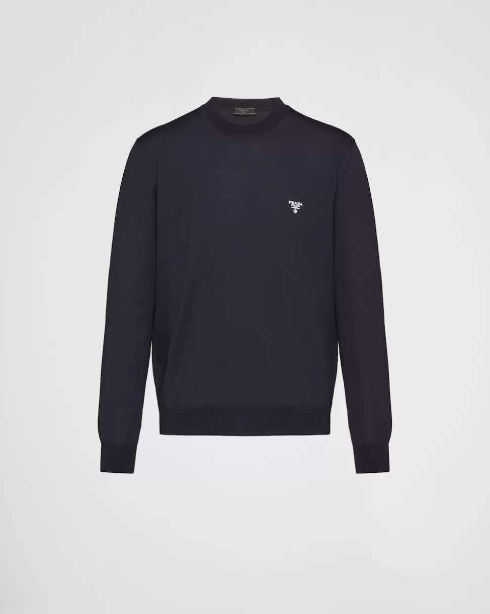 Prada Jersey De Cuello Redondo De Lana Superfina^Hombre TEJIDOS DE PUNTO